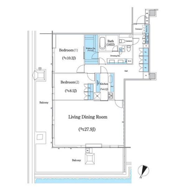 2LDKの間取りの画像