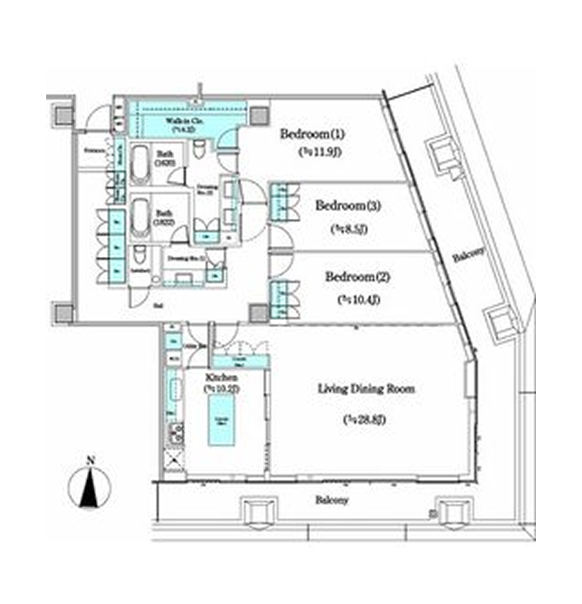 3LDKの間取りの画像